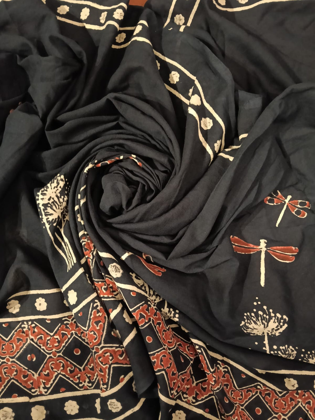CHIDIYAA - Blue Dragonfly Mulmul Cotton Sari