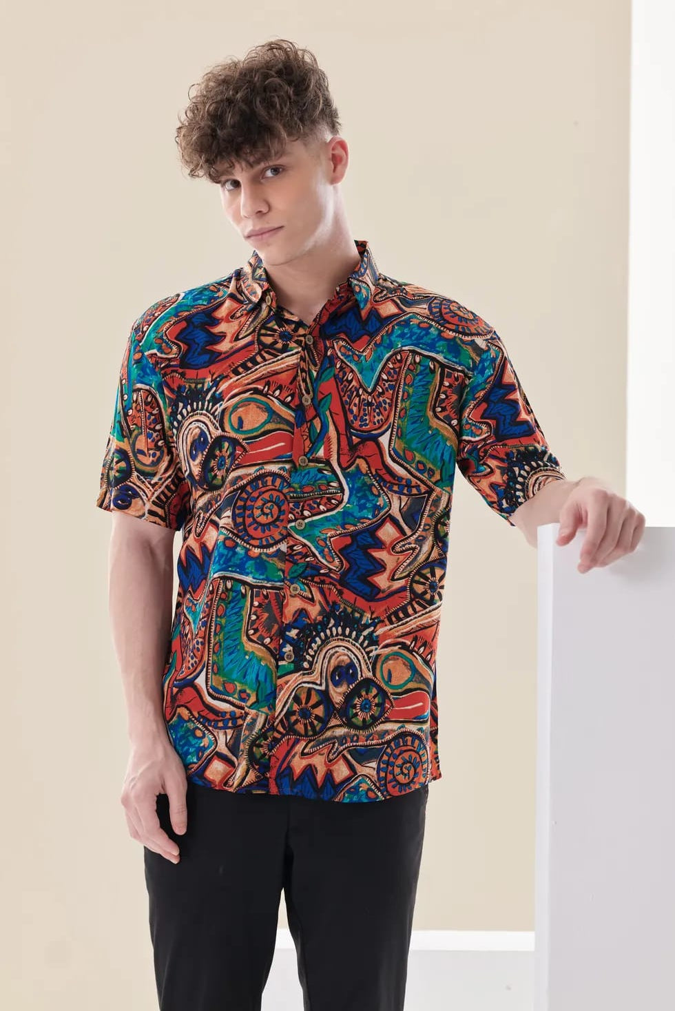 Abstract Print Half Sleeved Shirt