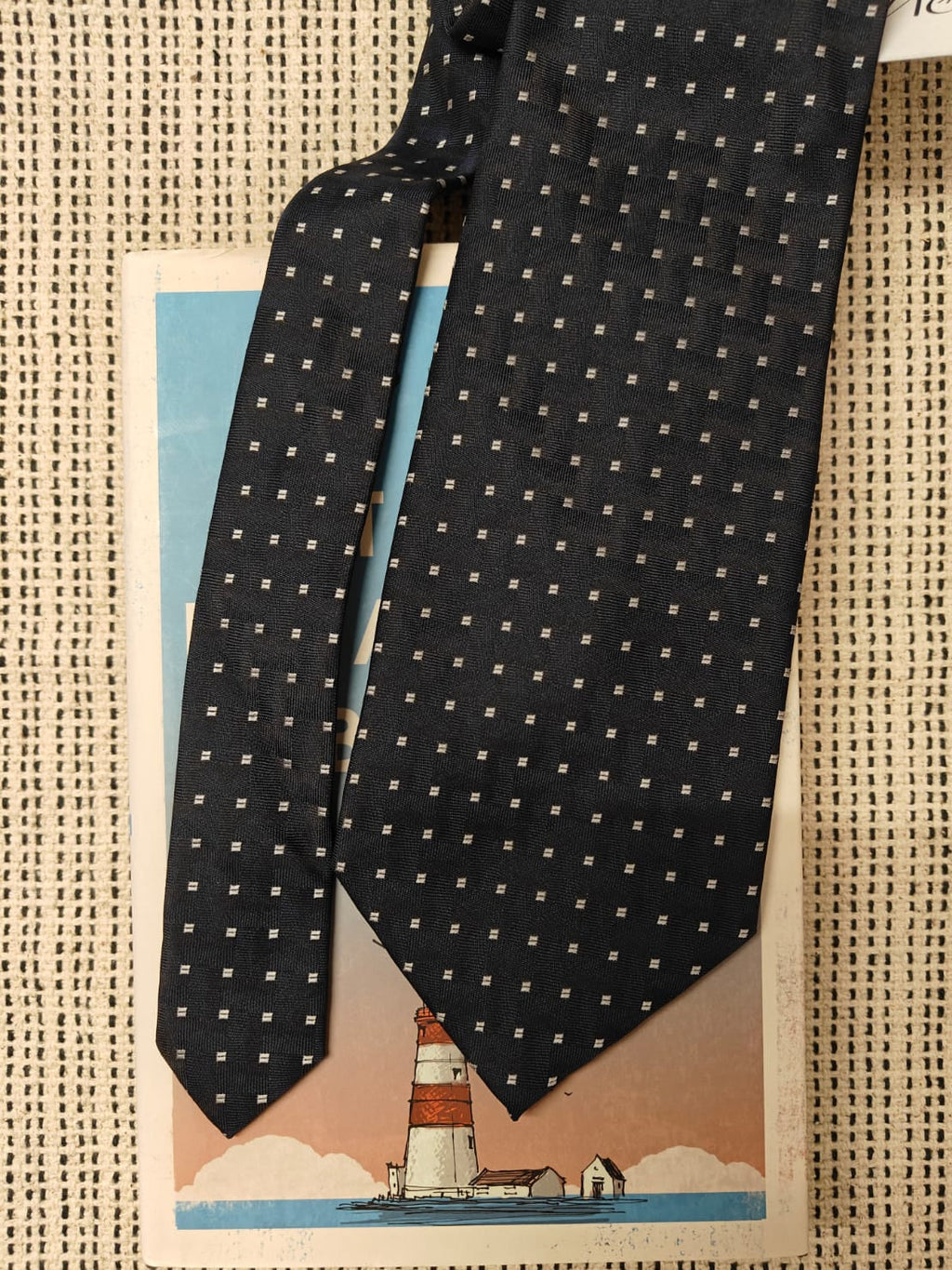YVES SAINT LAURENT - Dotted Navy Silk Tie
