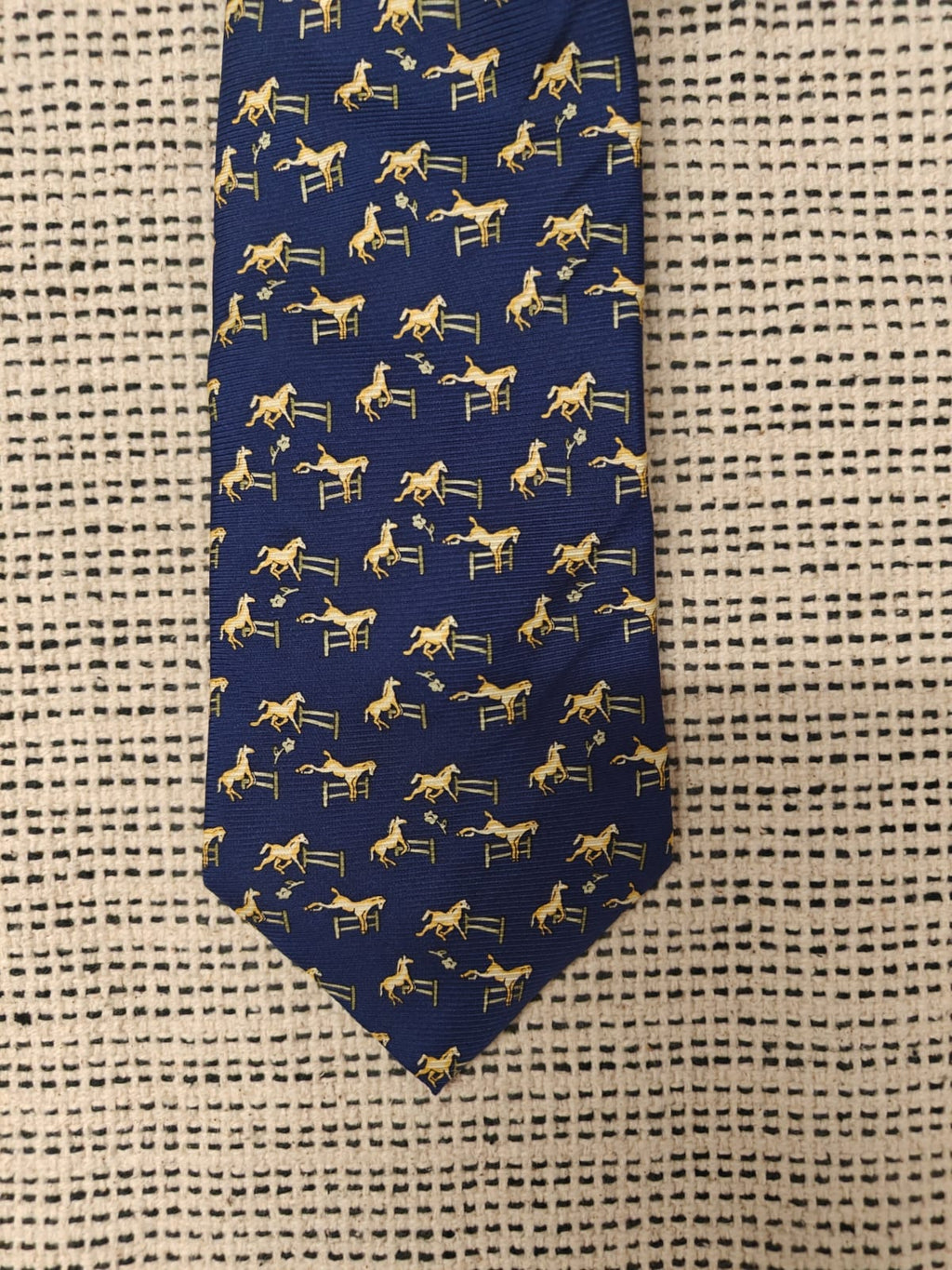Blue Equestrian Pattern Silk Tie