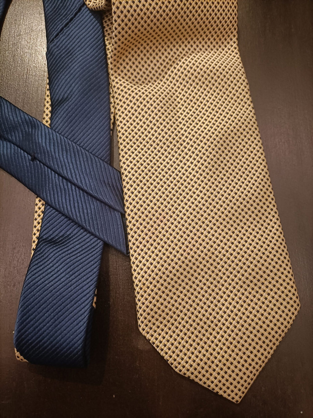 Beige and blue - dual shade silk tie