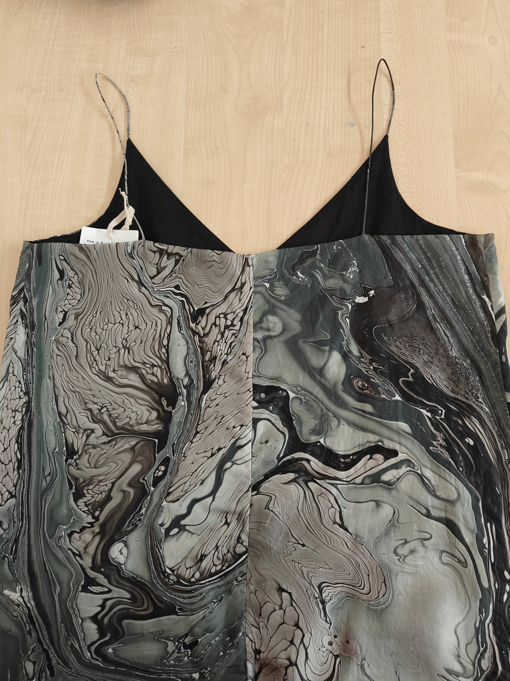 THE SUMMER HOUSE - Green-Grey Marbled Silk Dress