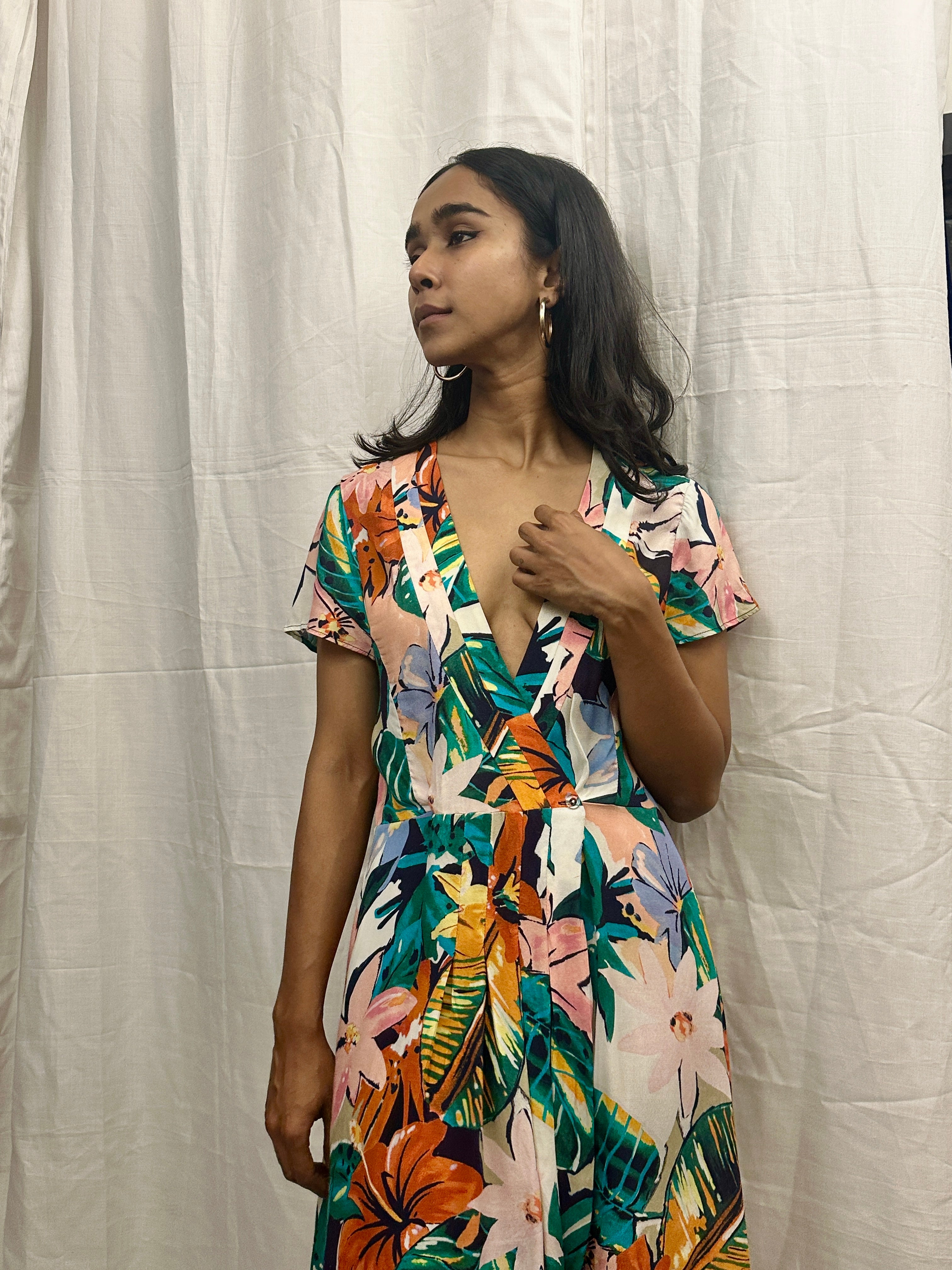 ZARA - Floral Print Wrap Short Dress