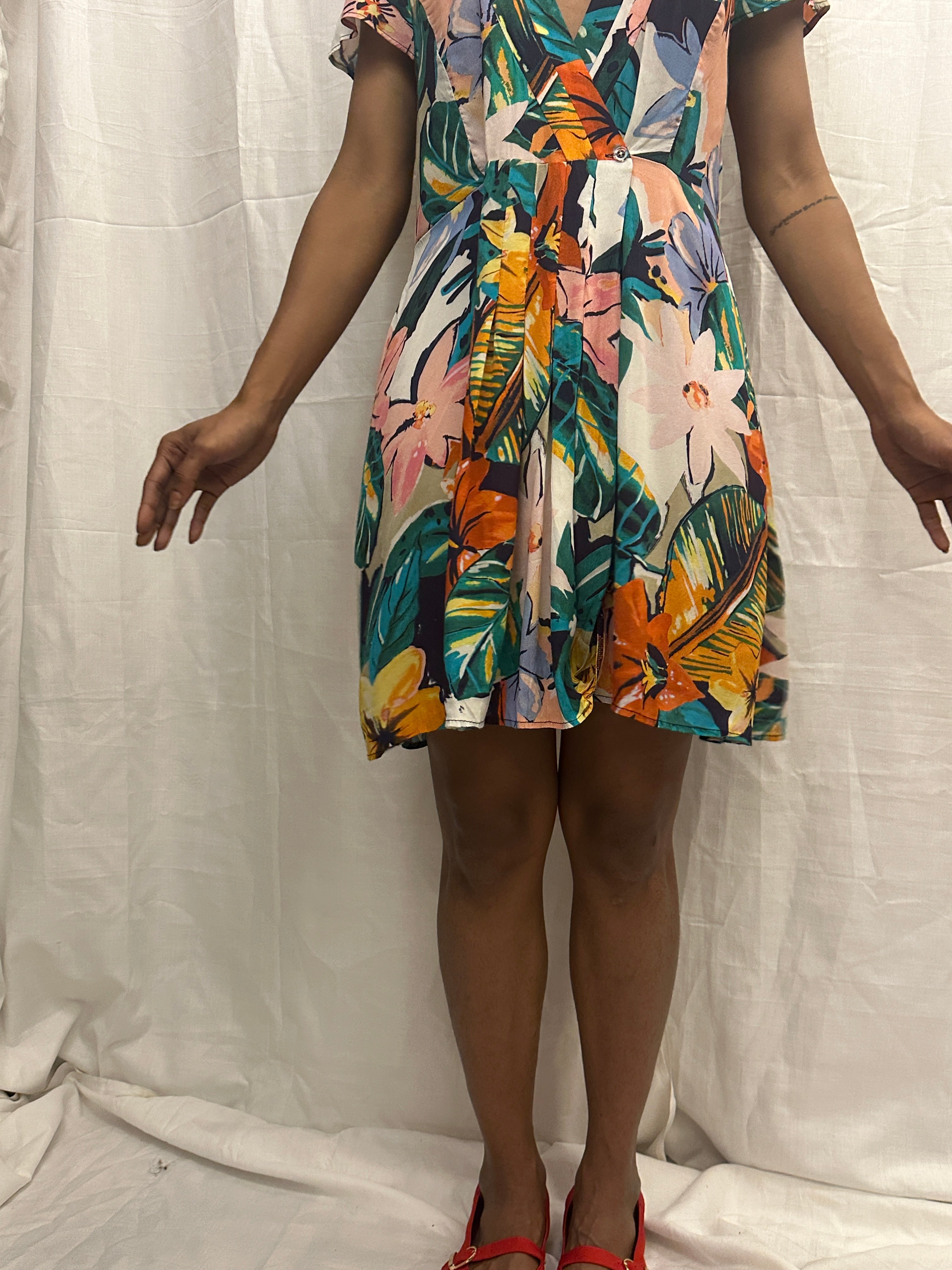 ZARA - Floral Print Wrap Short Dress