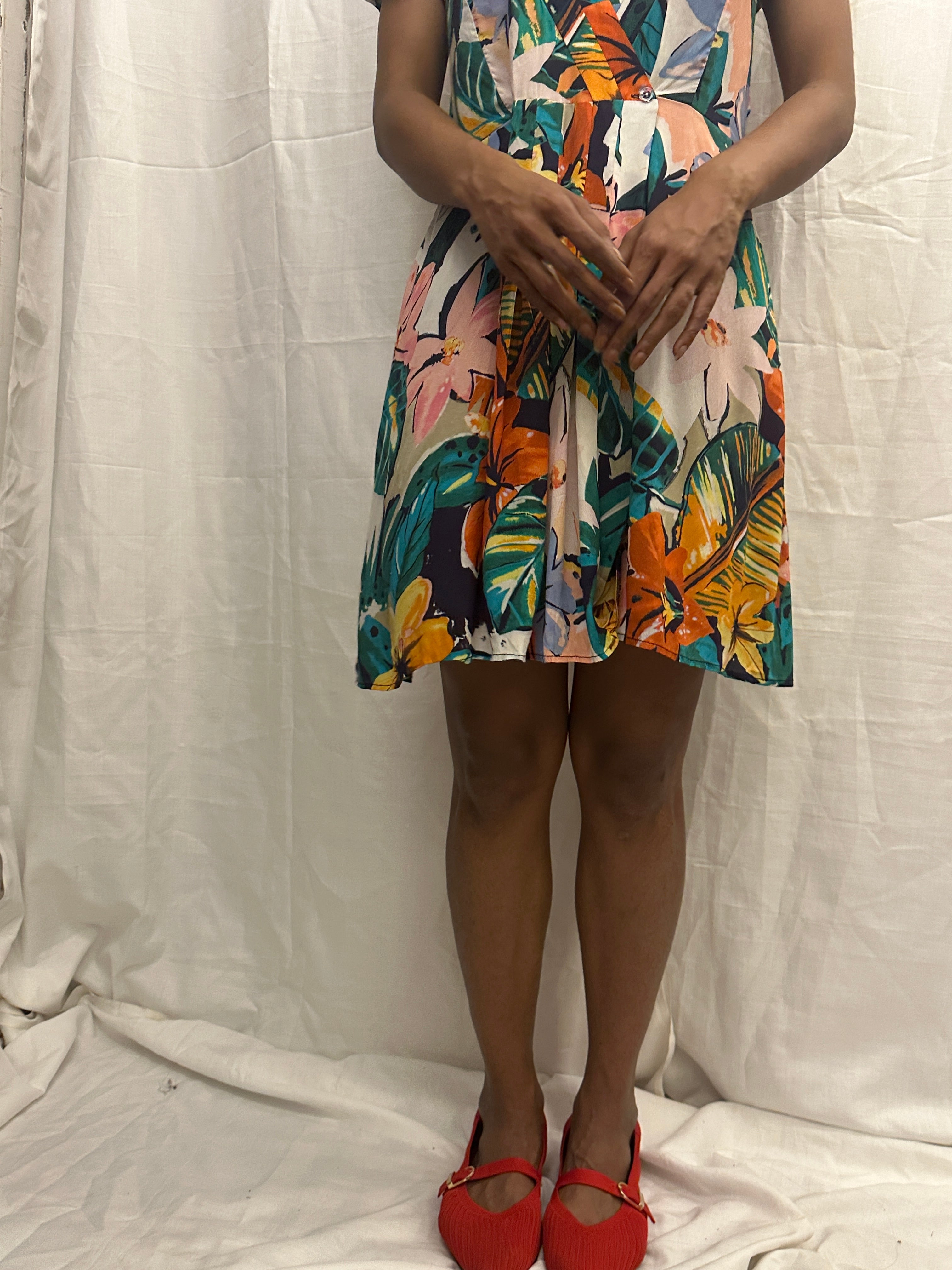 ZARA - Floral Print Wrap Short Dress