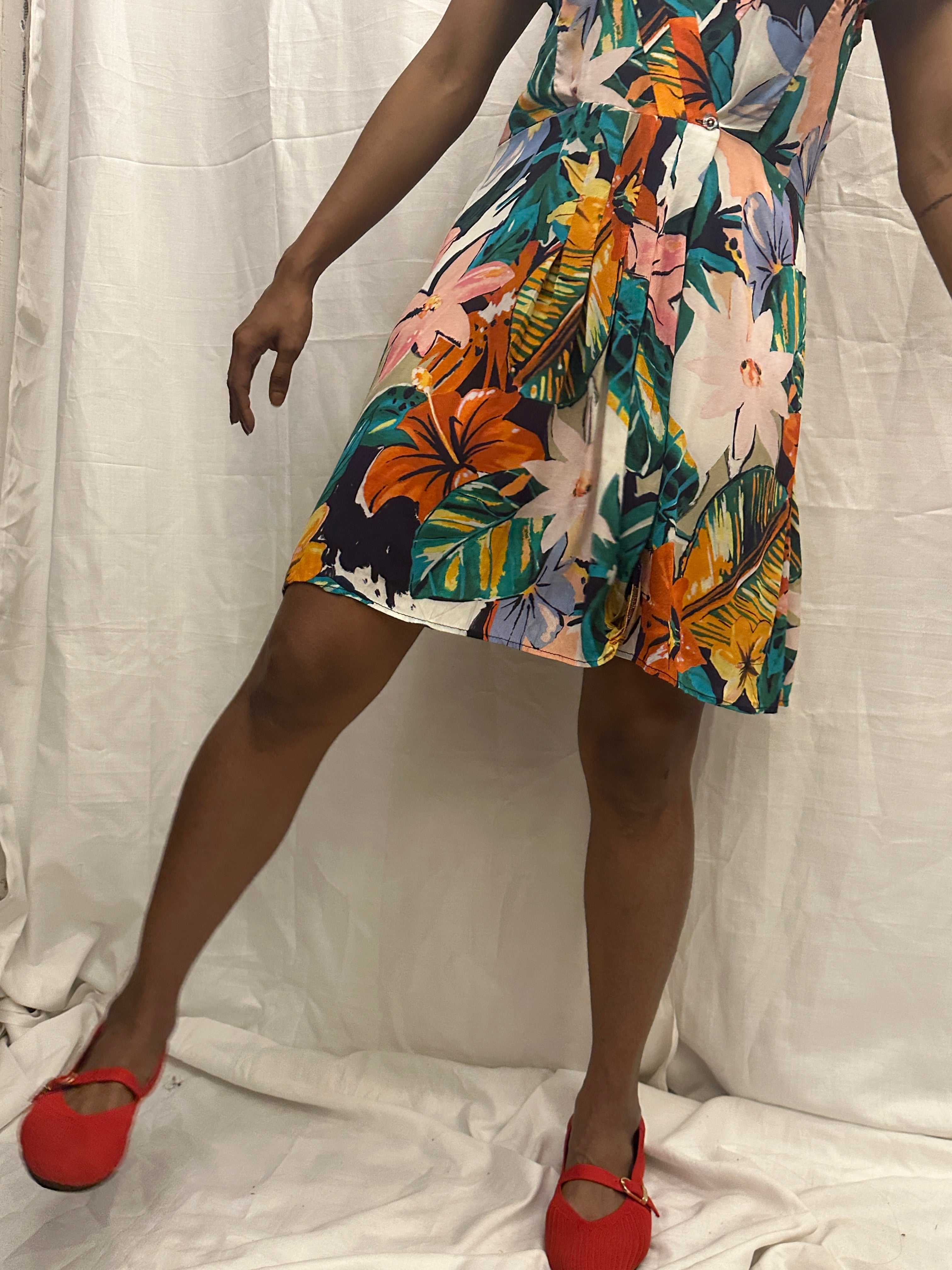 ZARA - Floral Print Wrap Short Dress