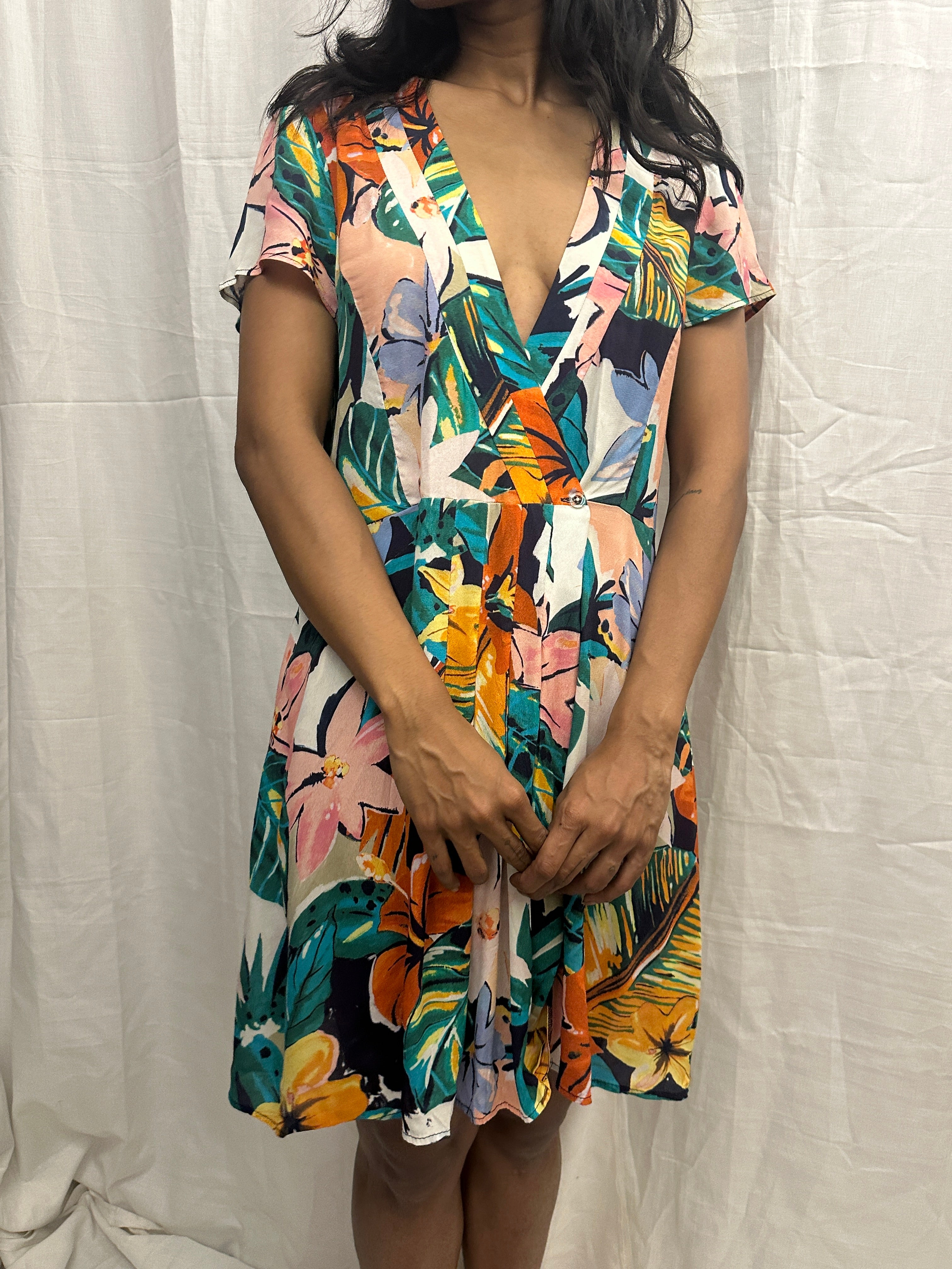 ZARA - Floral Print Wrap Short Dress