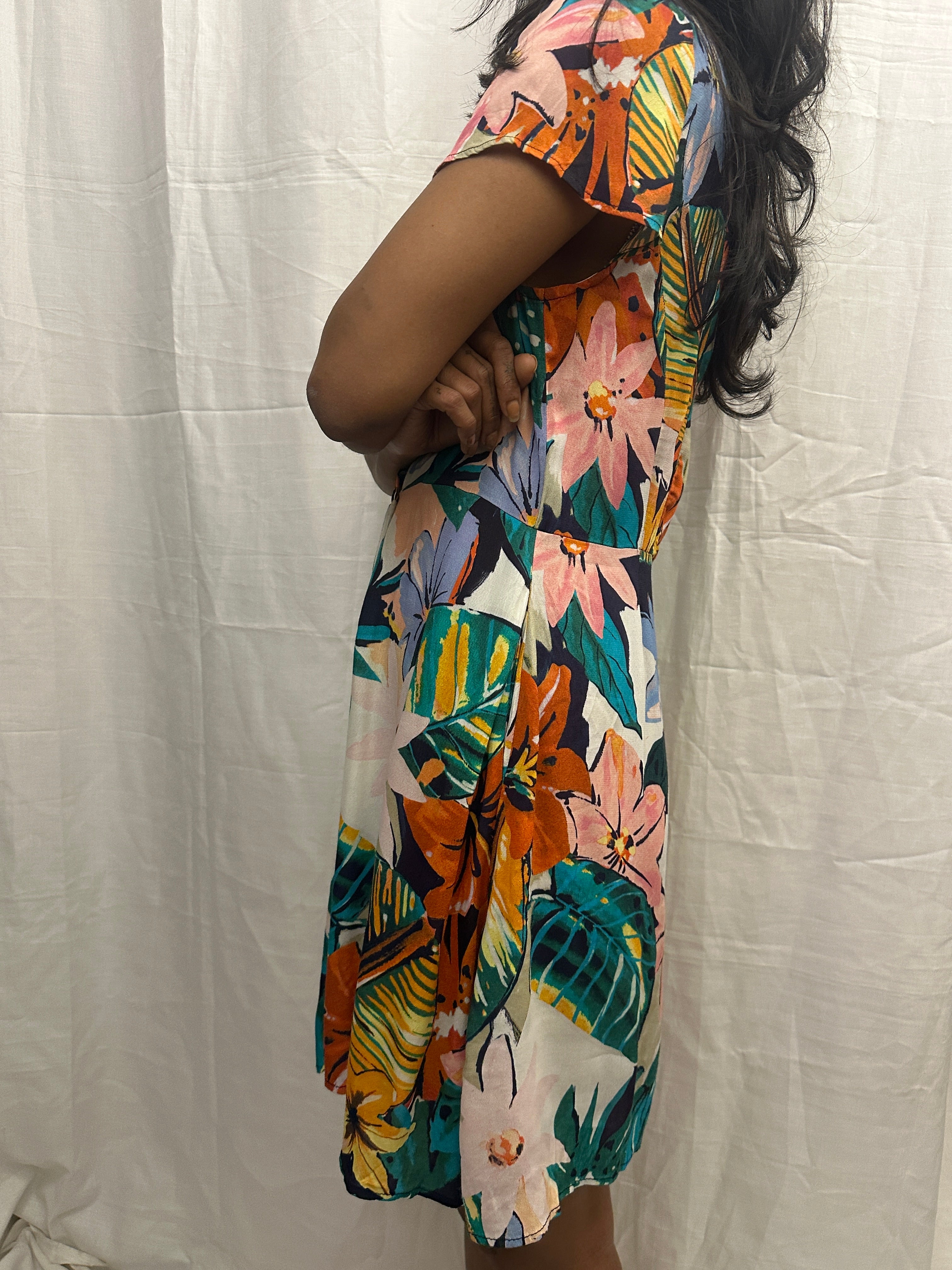 ZARA - Floral Print Wrap Short Dress