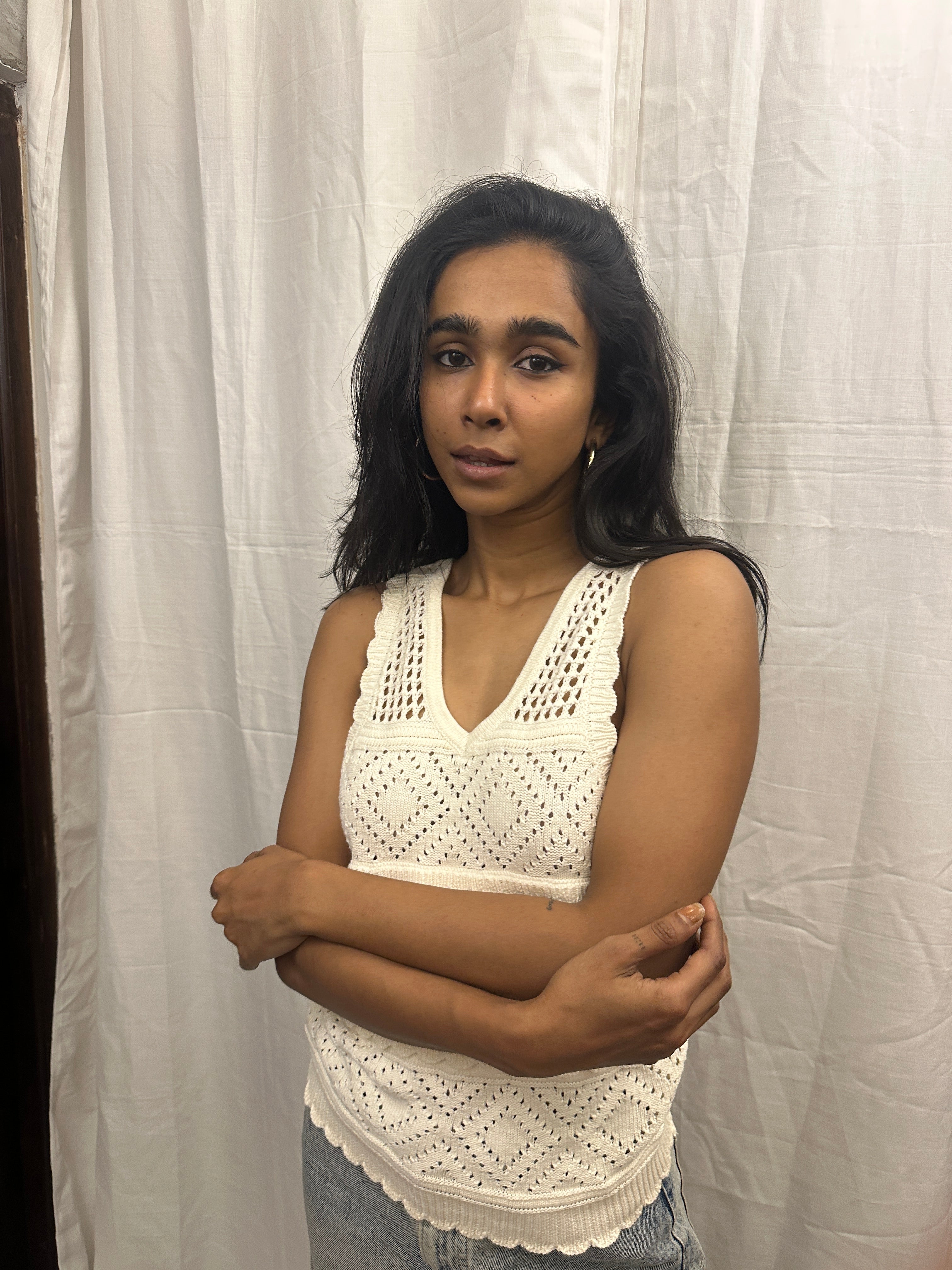 STUDIO 19 - White Crochet Tank Top