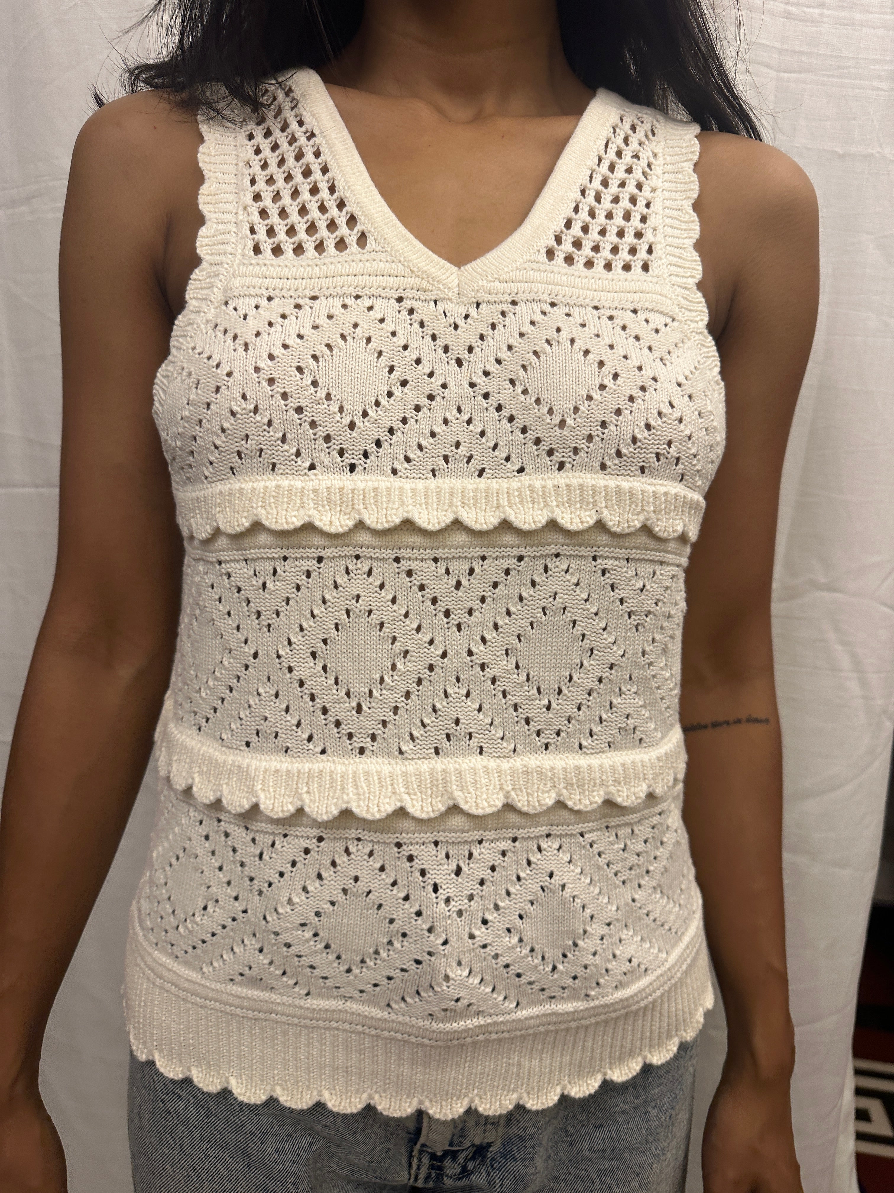 STUDIO 19 - White Crochet Tank Top