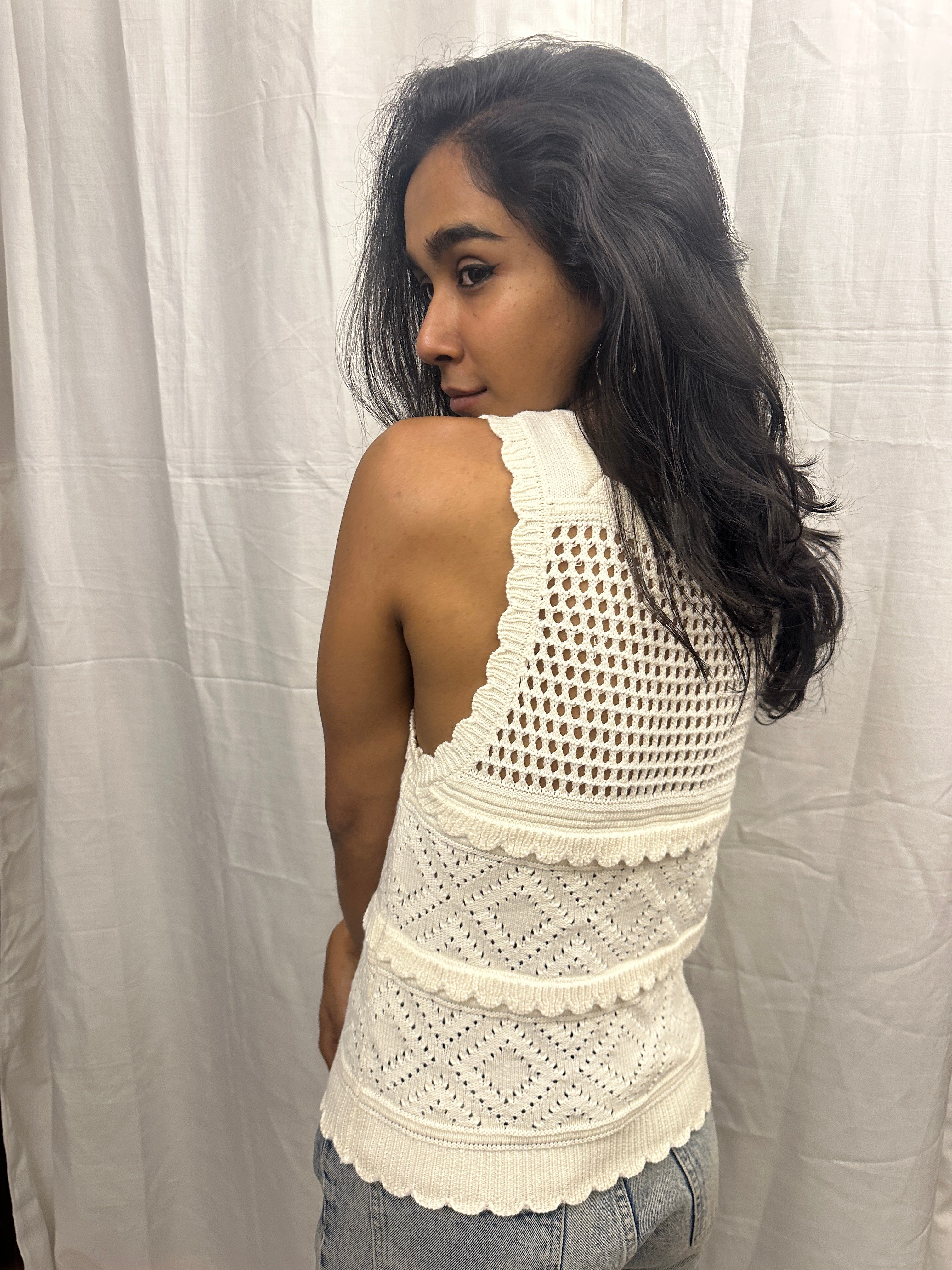 STUDIO 19 - White Crochet Tank Top