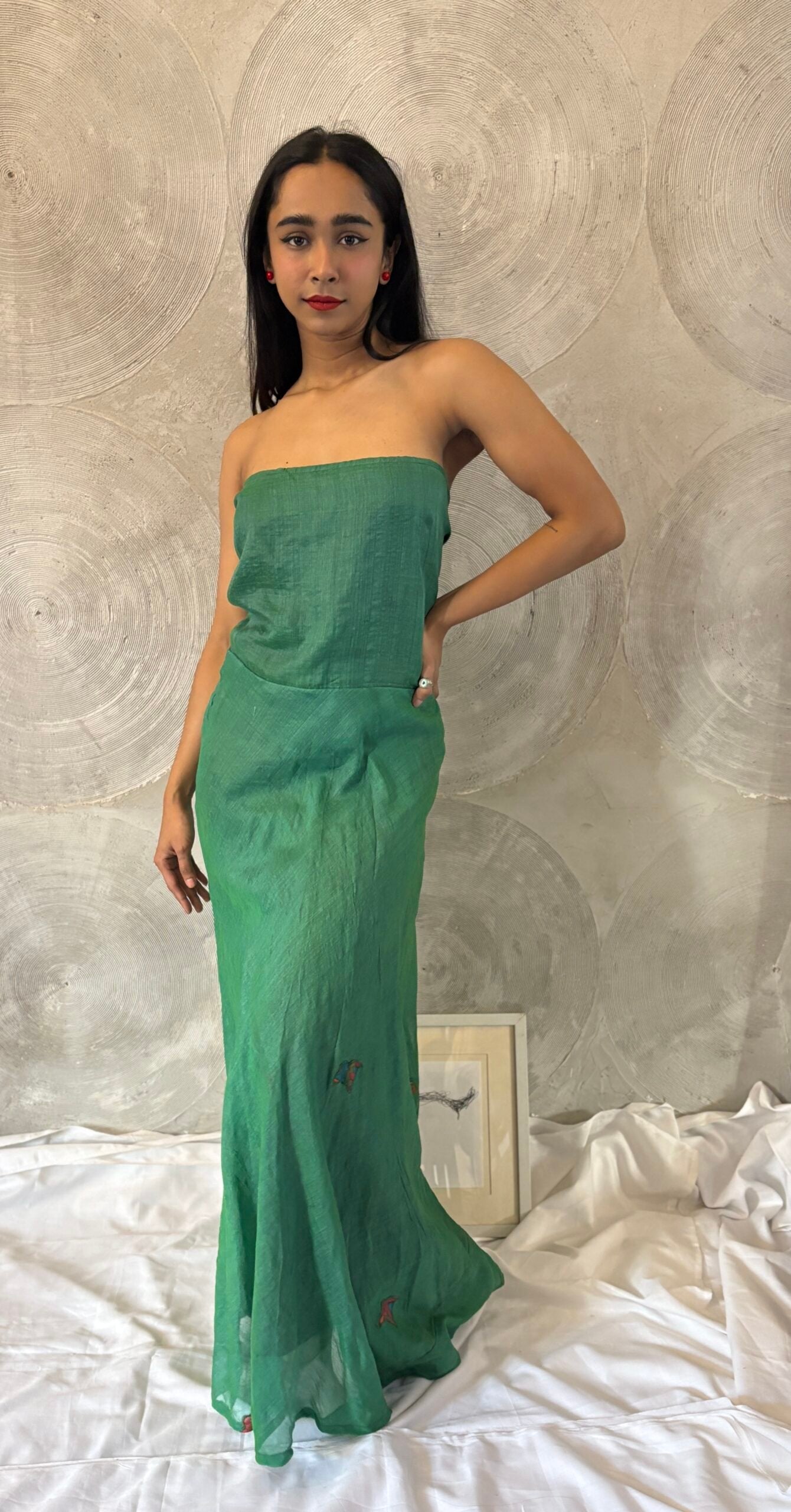 Green Strapless Long Dress