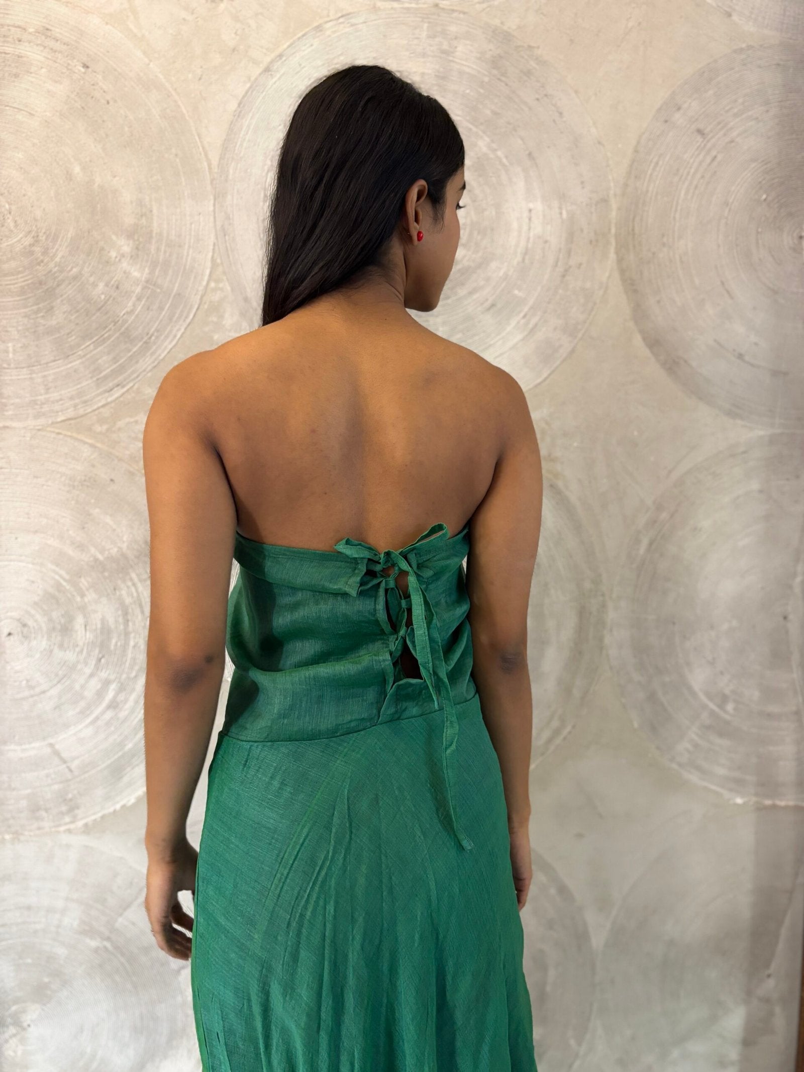 Green Strapless Long Dress