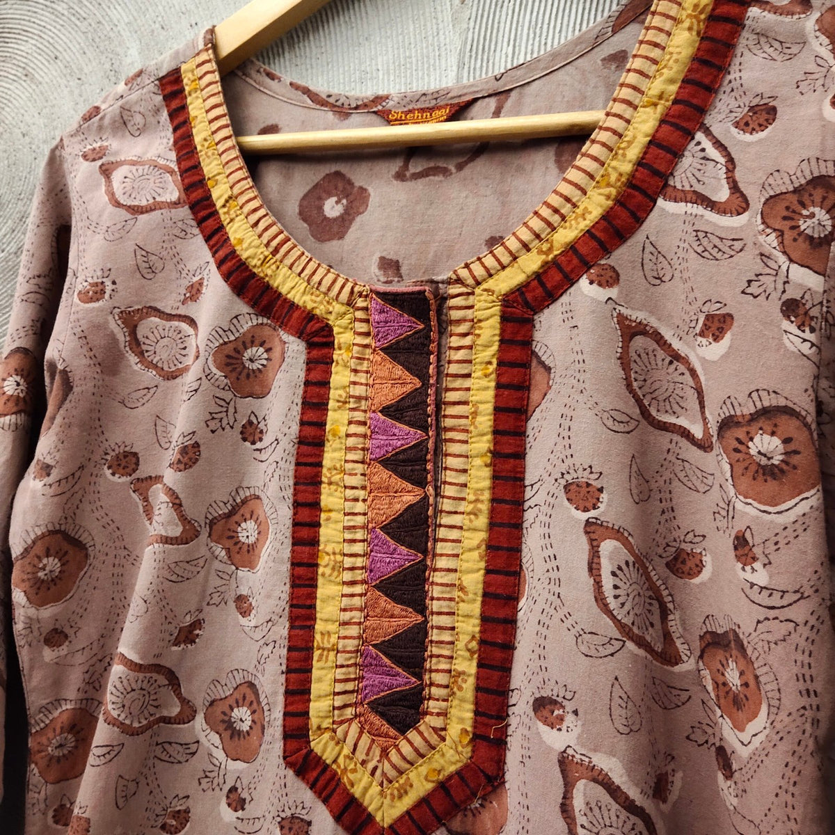 SHEHNAAI- Beige Printed Kurta