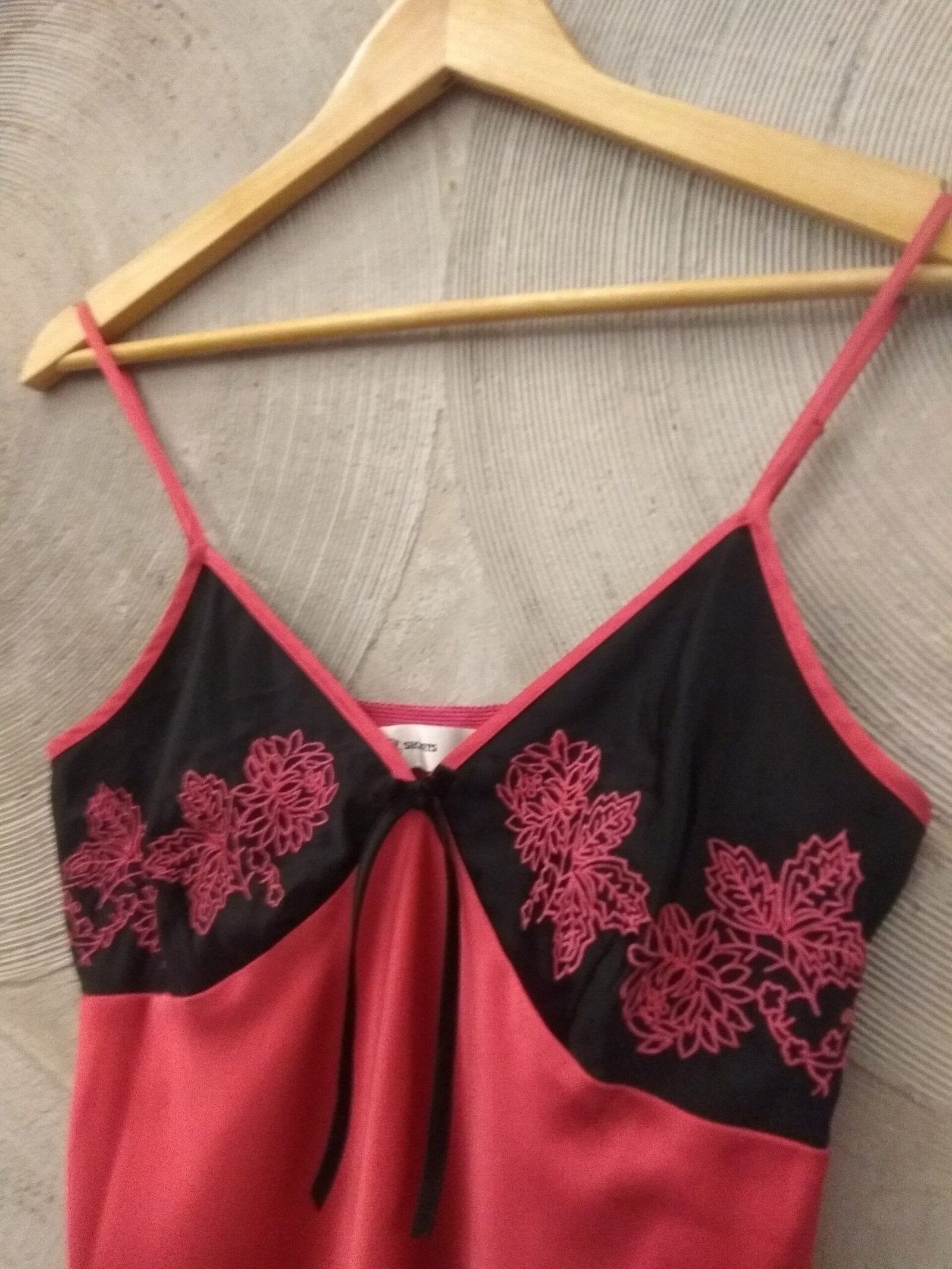 Pink and black chemise night gown
