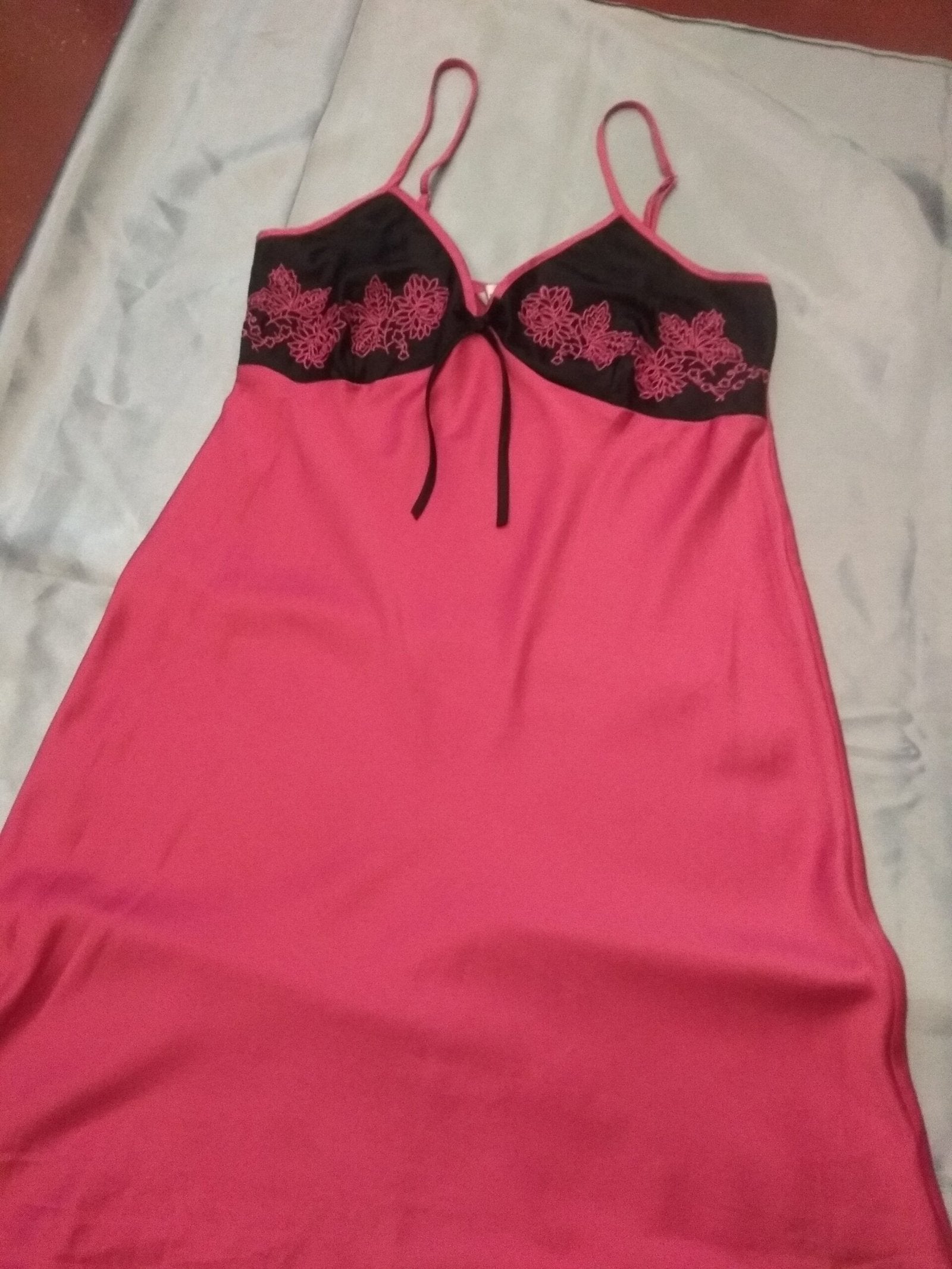 Pink and black chemise night gown