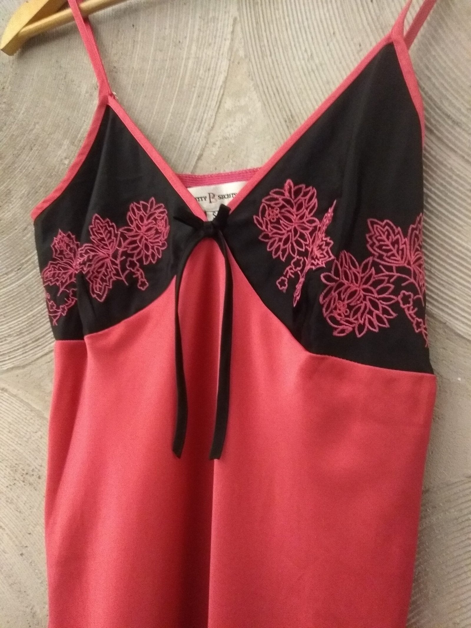 Pink and black chemise night gown