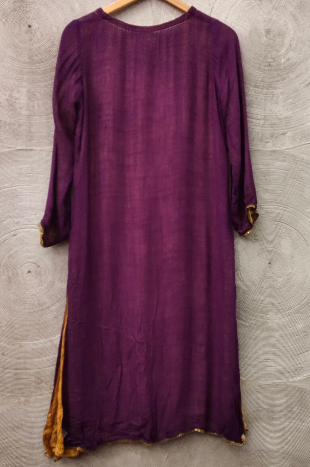 Purple and yellow reversible long kurta