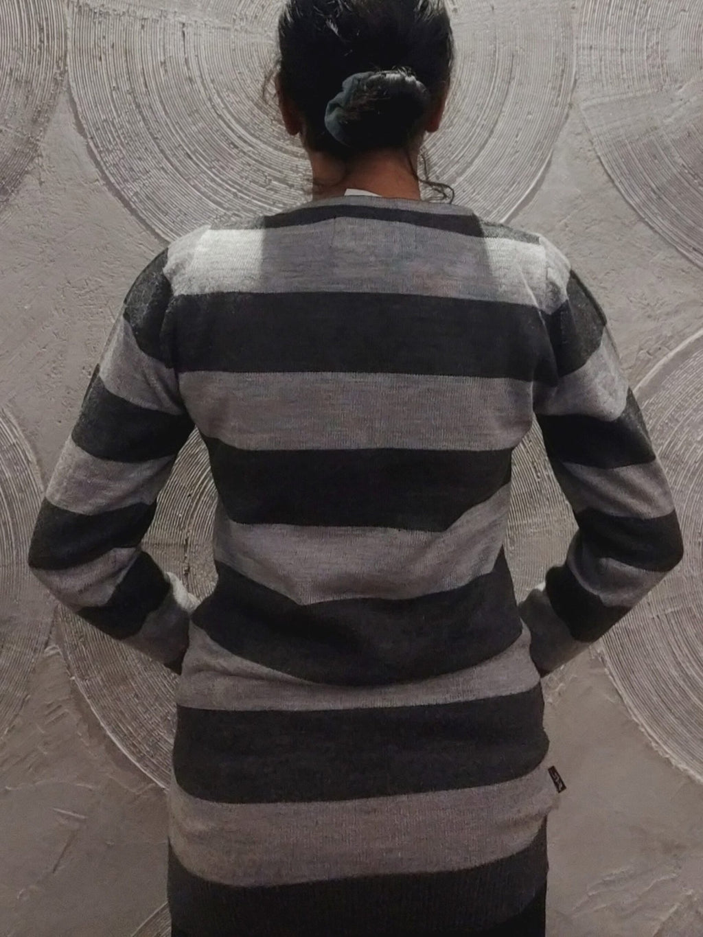 Black and Grey Striped Sweater