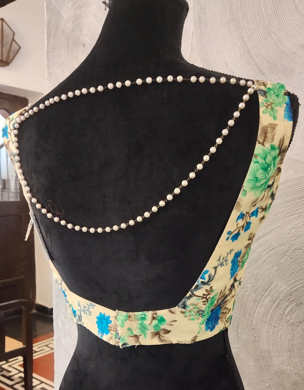 Blue Green and Brown Floral Printed Blouse