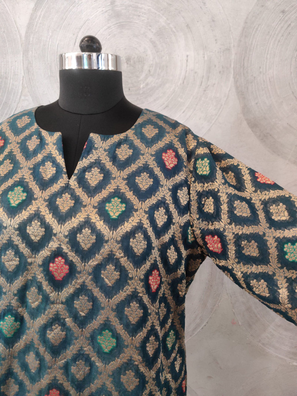 Dark Green Brocade Kurta