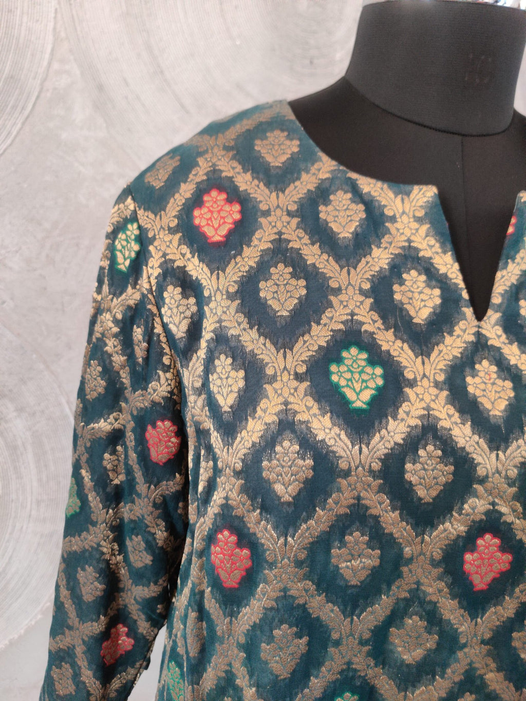 Dark Green Brocade Kurta