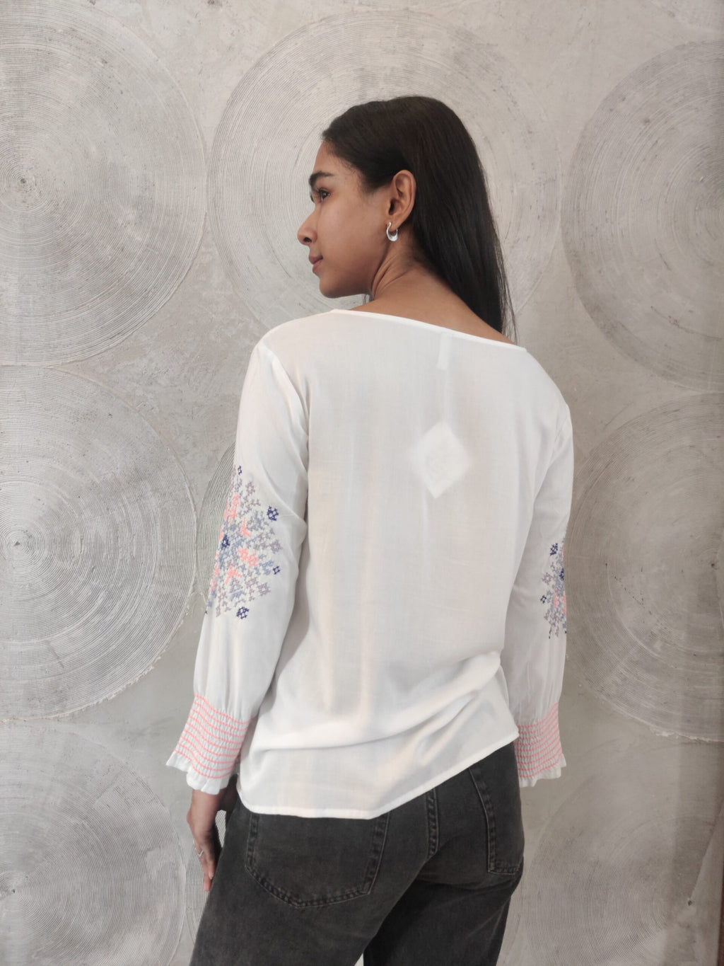 White Embroidered Top