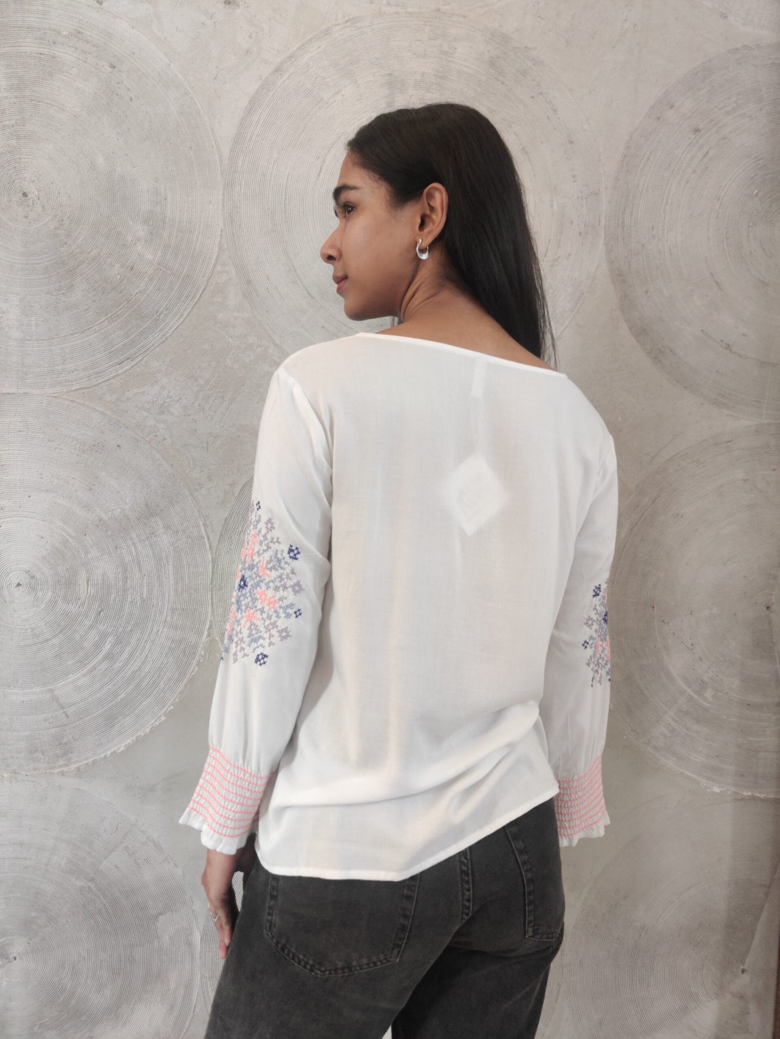 White Embroidered Top