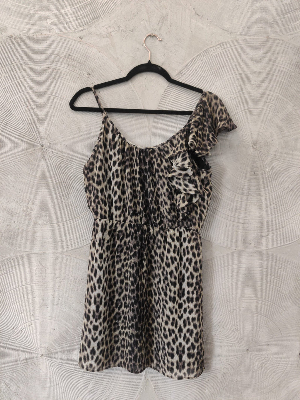 One Shoulder Leopard Print Short Dress