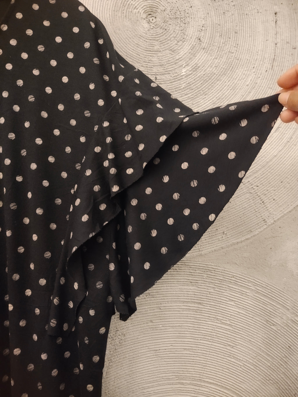 Black Round Neck Polka Dot Top