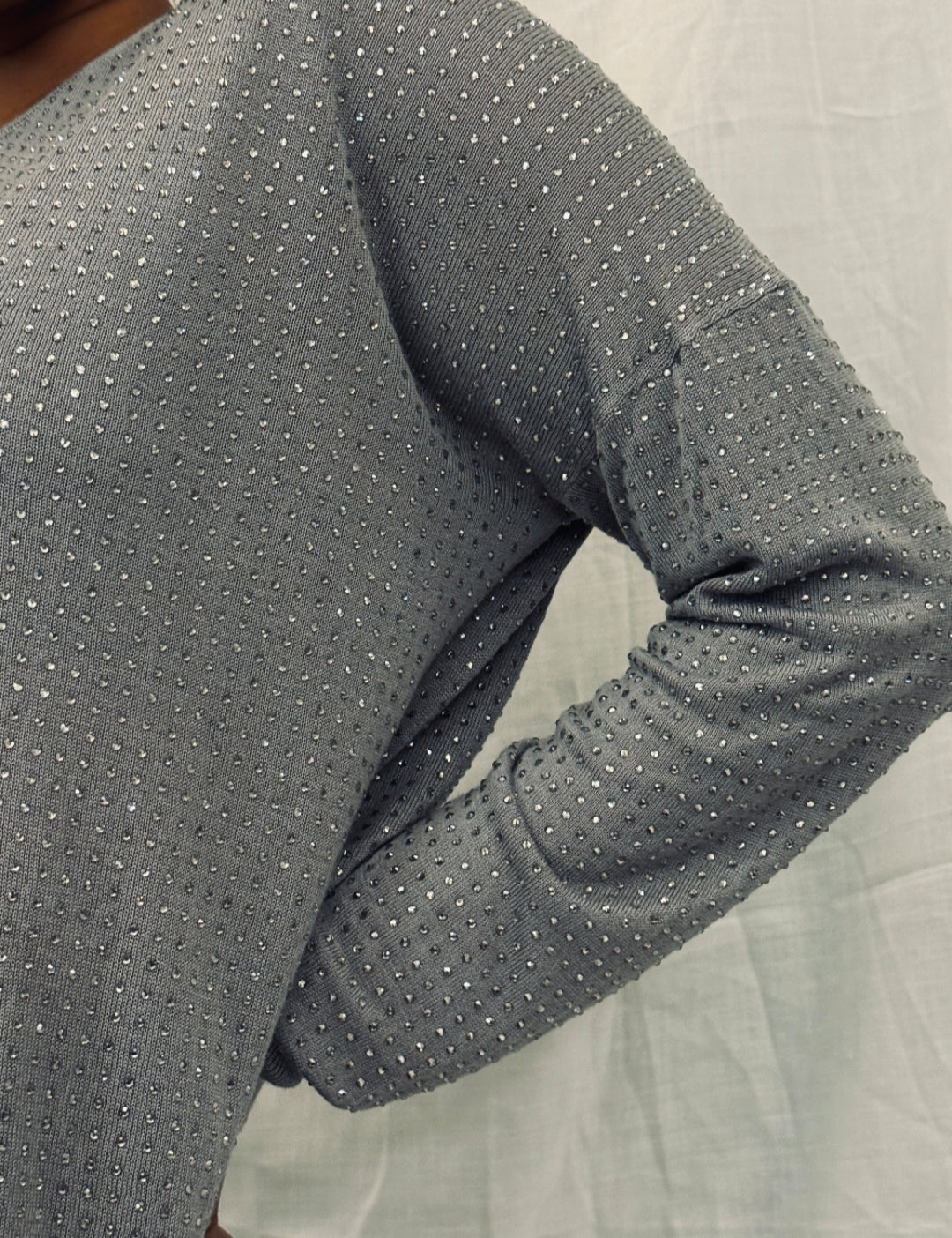 ZARA - Grey Embellished Top