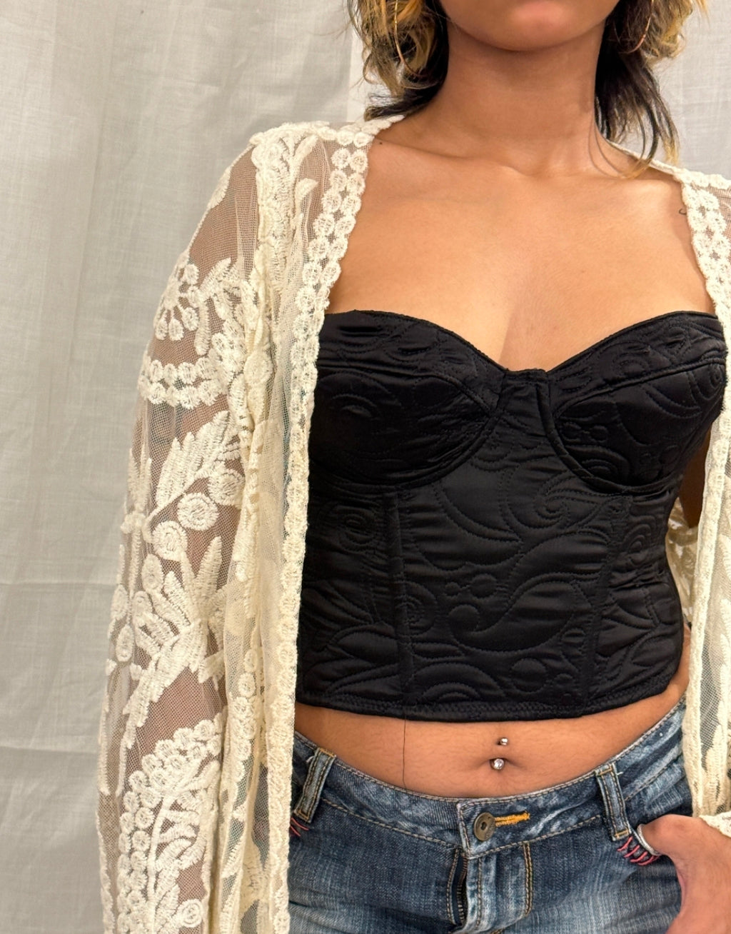 White Full Sleeved Long Overlay