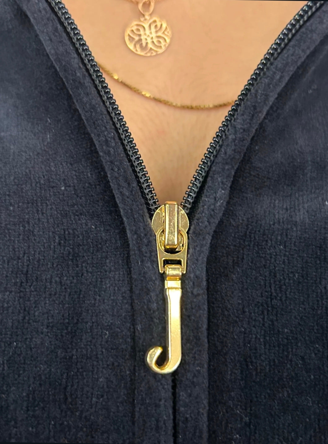 JUICY COUTURE - Black and Golden Velour Robertson Jacket