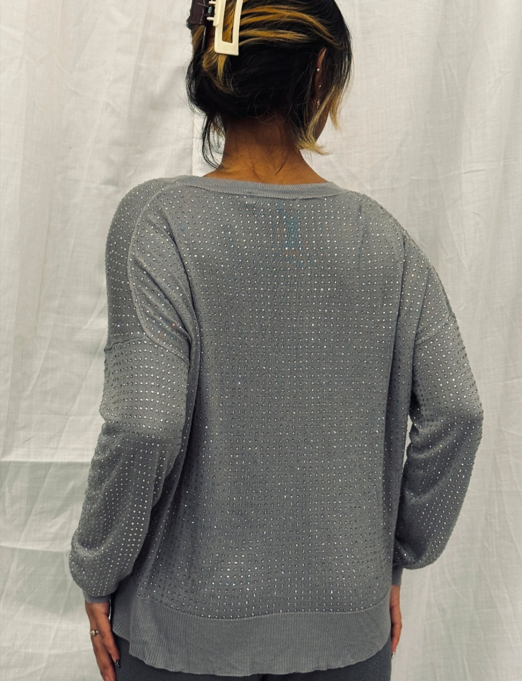 ZARA - Grey Embellished Top