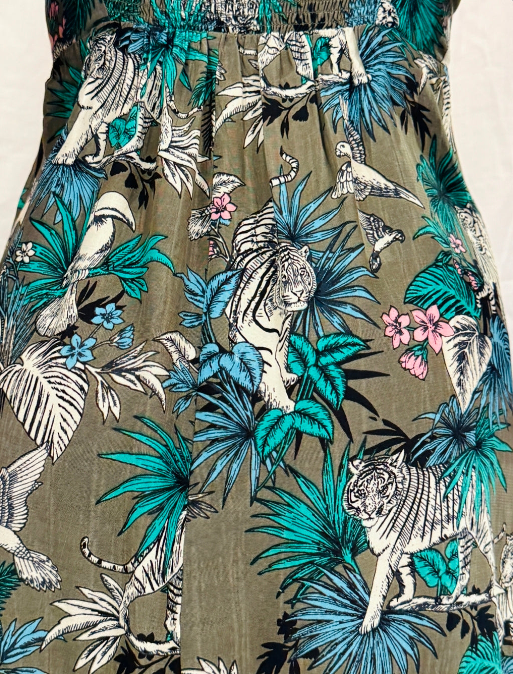 JENIS - Green Floral Printed Strappy Short Dress