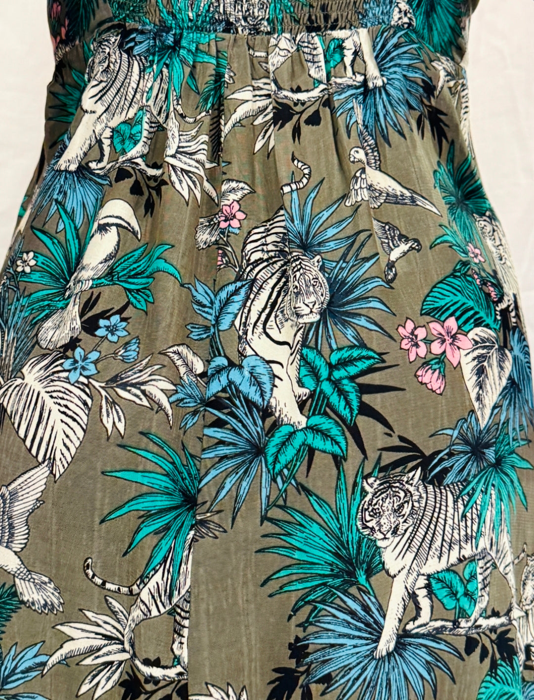 JENIS - Green Floral Printed Strappy Short Dress