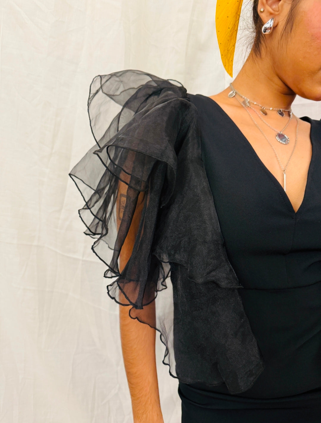 ZARA - Black Dress with Frill Sleeves