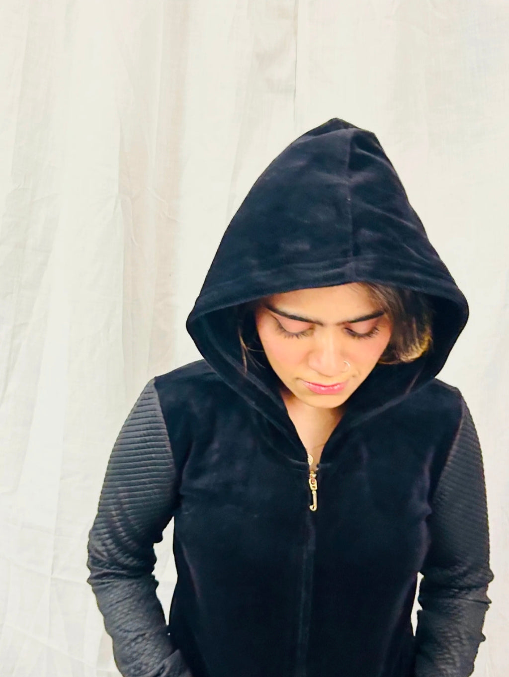 JUICY COUTURE - Black and Golden Velour Robertson Jacket