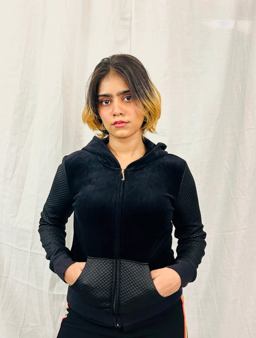 JUICY COUTURE - Black and Golden Velour Robertson Jacket