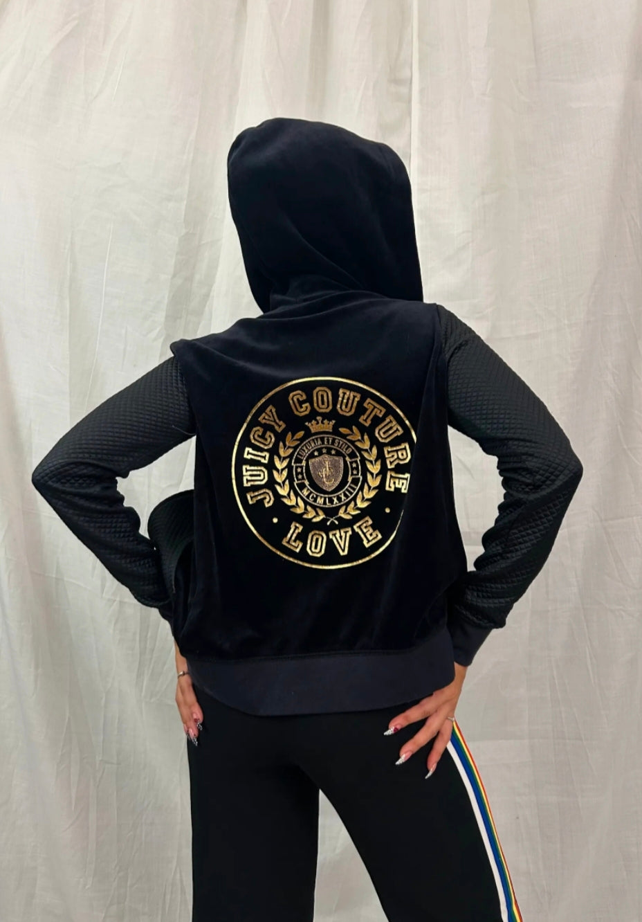 JUICY COUTURE - Black and Golden Velour Robertson Jacket