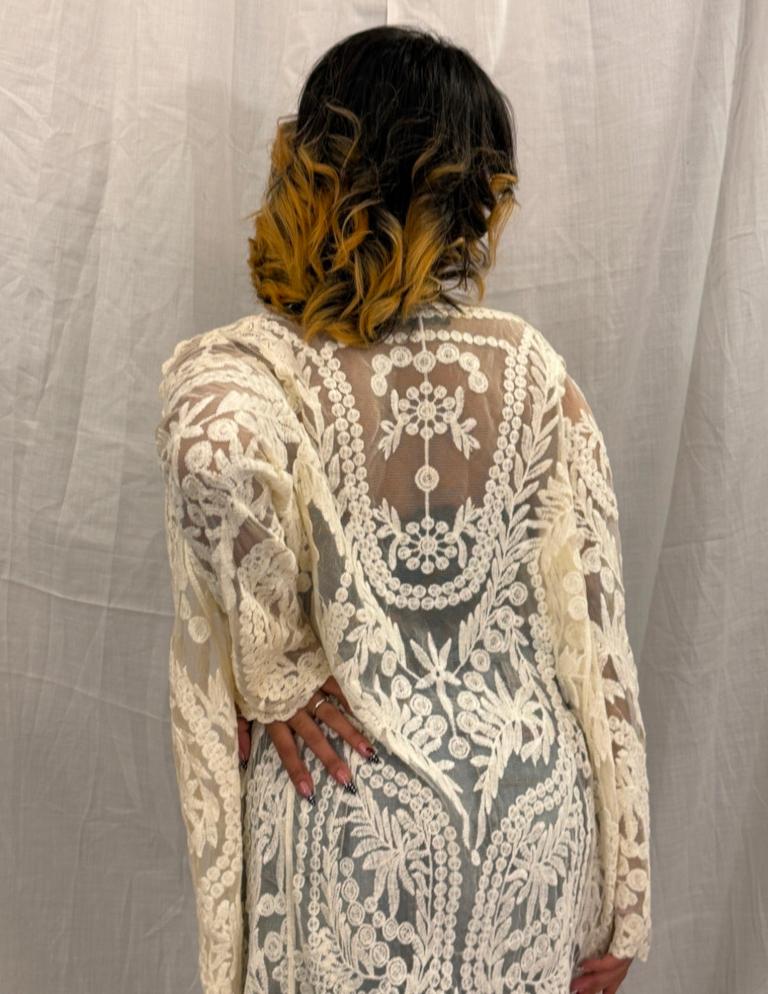 White Full Sleeved Long Overlay