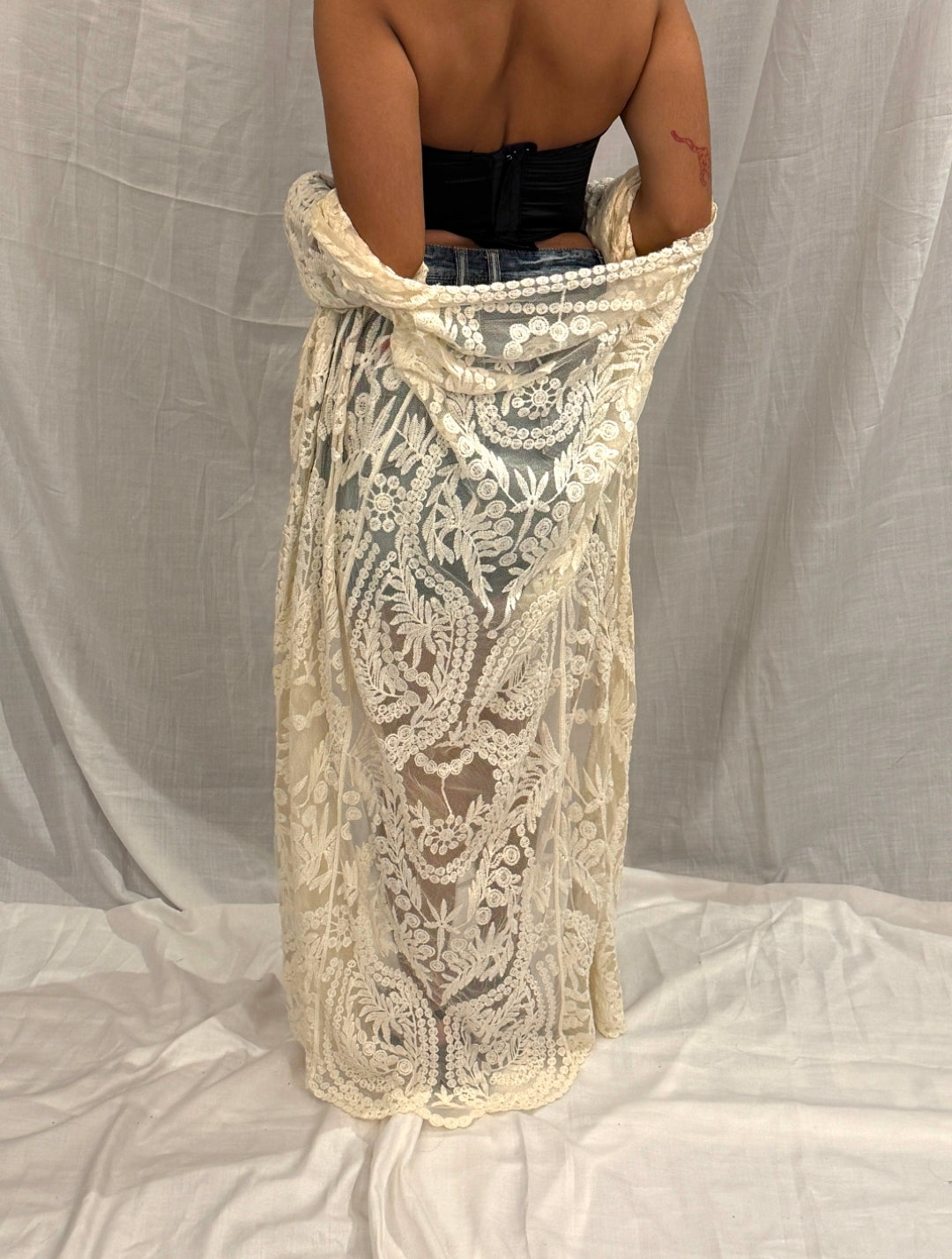 White Full Sleeved Long Overlay