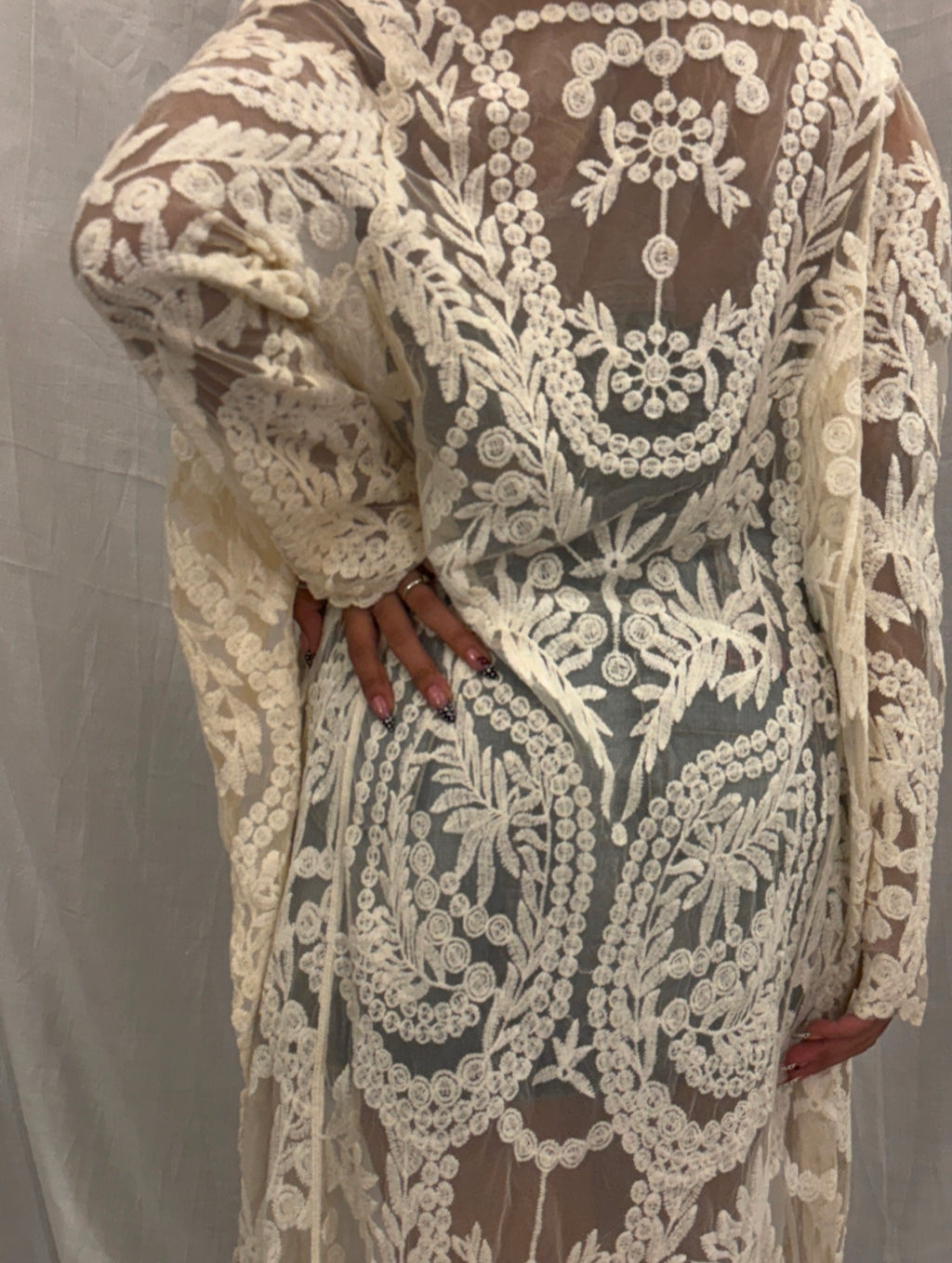 White Full Sleeved Long Overlay