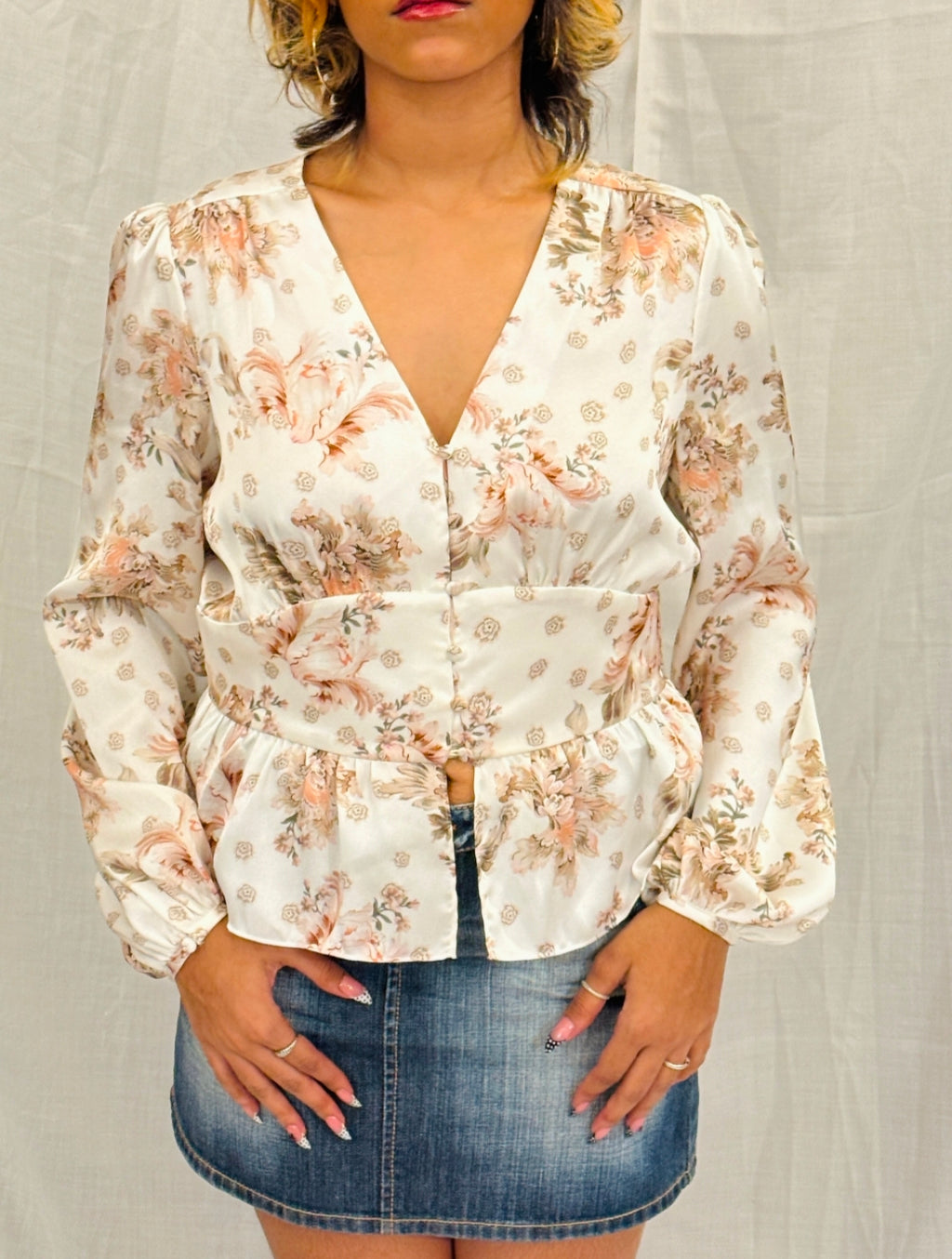 FOREVER NEW - White Floral Print Top