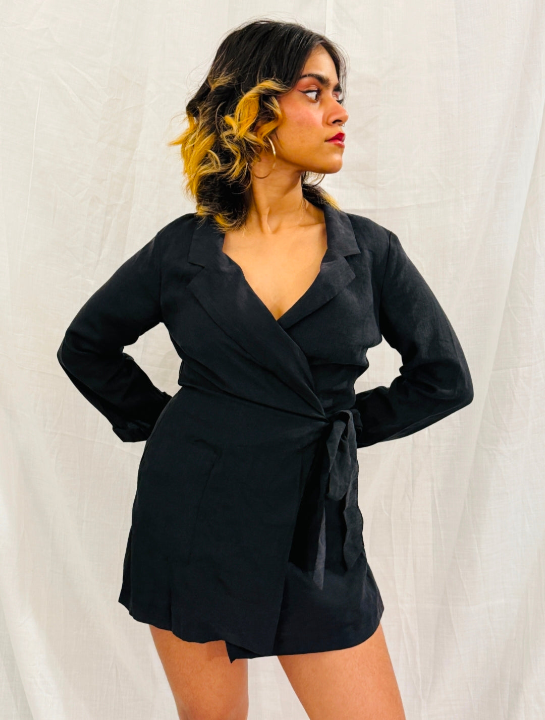 ZARA - Black Belted Wrap Playsuit