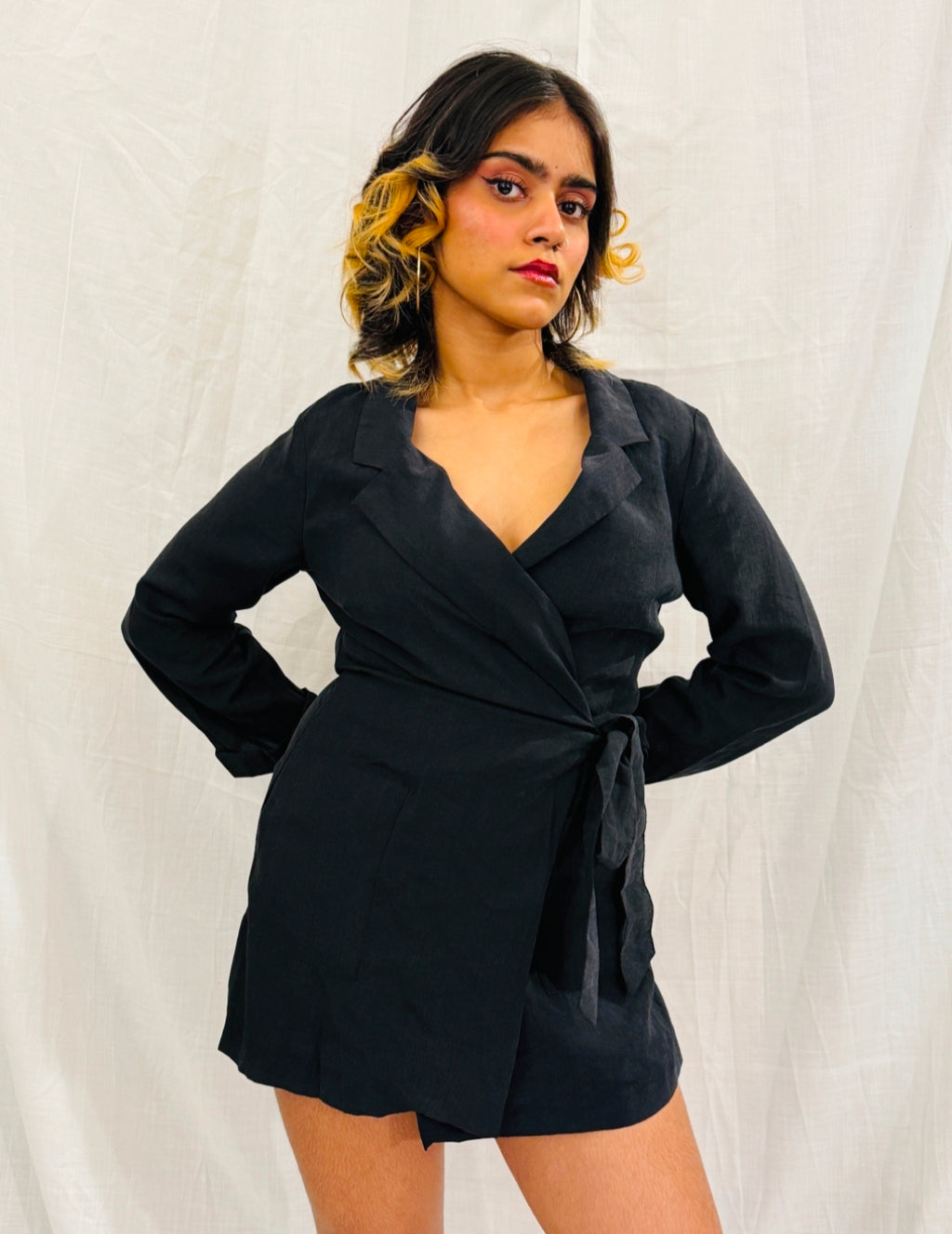 ZARA - Black Belted Wrap Playsuit