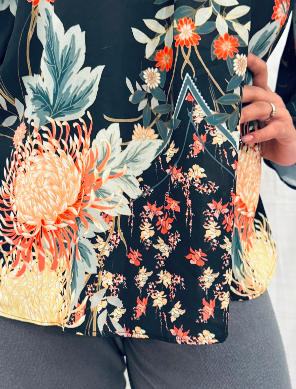 Black Floral Printed Off-Shoulder Top