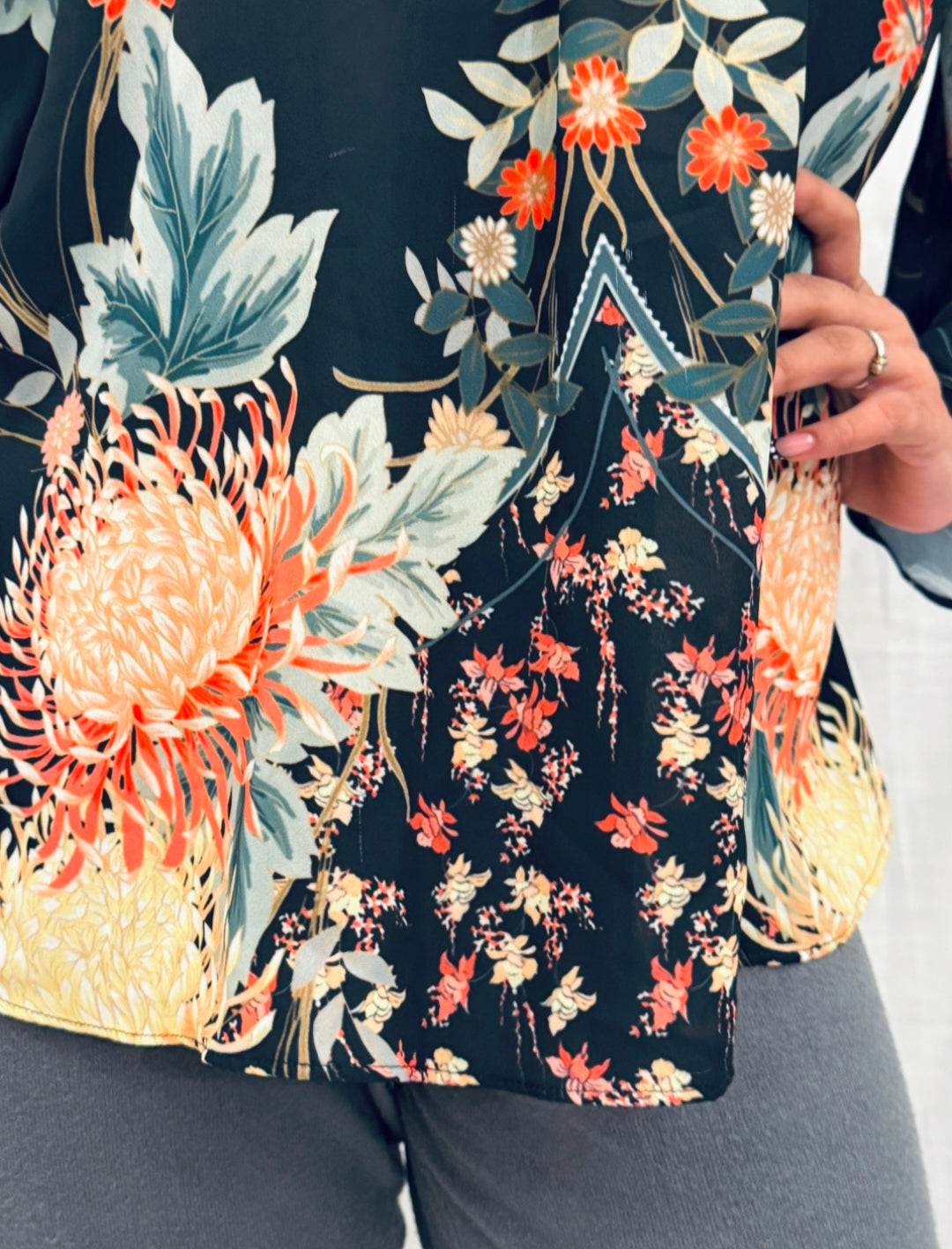 Black Floral Printed Off-Shoulder Top