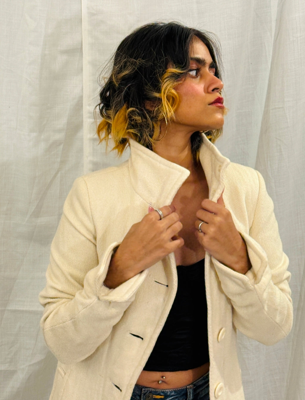 Cream Long Trench Coat