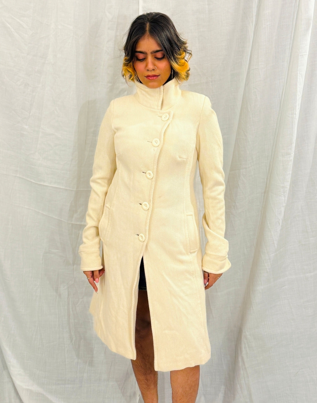 Cream Long Trench Coat